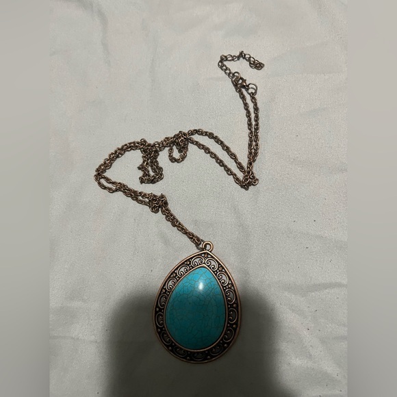 Paparazzi Turquoise Pendant Necklace with Bronze Accents - Picture 5 of 5